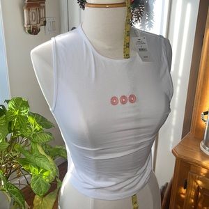 90s Crop Graphic Tank Embroidered flowers